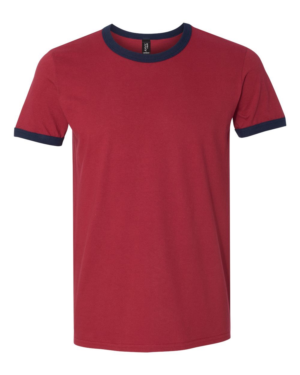 Anvil Mens Plain Lightweight Ringer T-Shirt 2XL Heather Blue/Navy